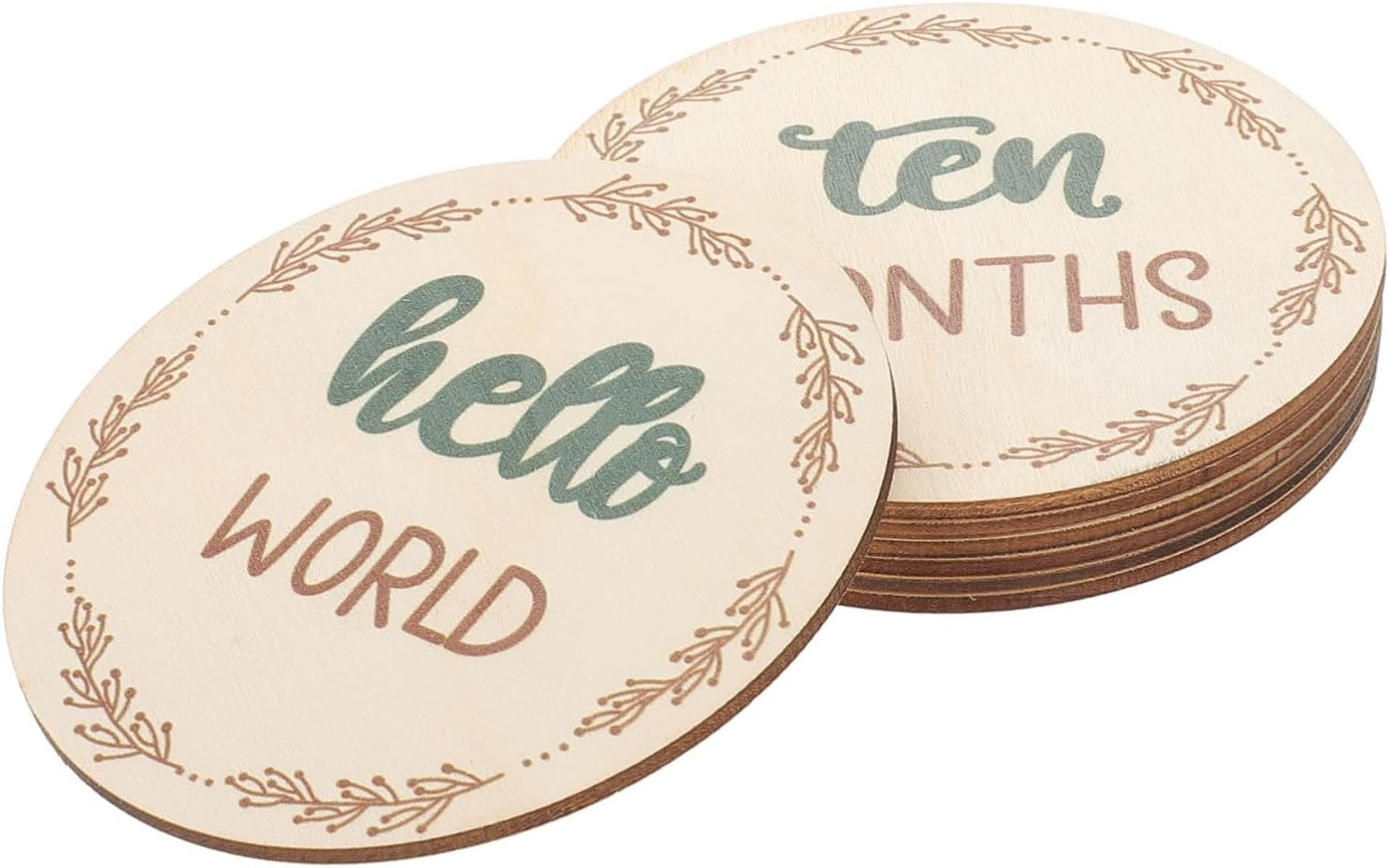 MUELODSIC Wooden Monthly Milestone Cards Photo Prop for Fine Craftsmanship Months Signs Decorative Wooden Discs image number 1