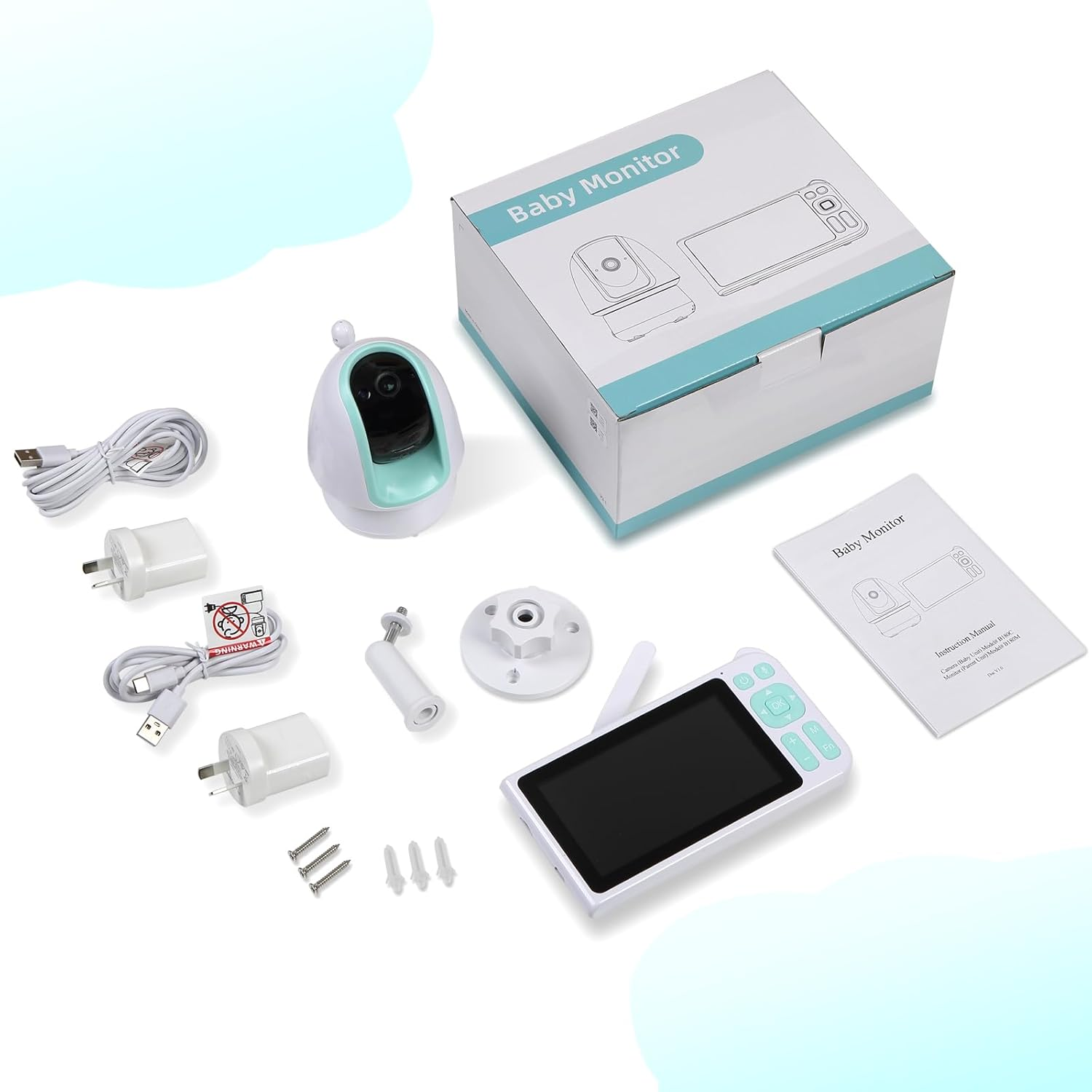 1080P FHD Video Baby Monitor with Camera and Audio, 3000Ft Range, 5&rdquo; Display, No Wifi, 2-Way Audio, Night Vision, Lullabies, 5000Mah Battery and Pan Tilt Zoom image number 1