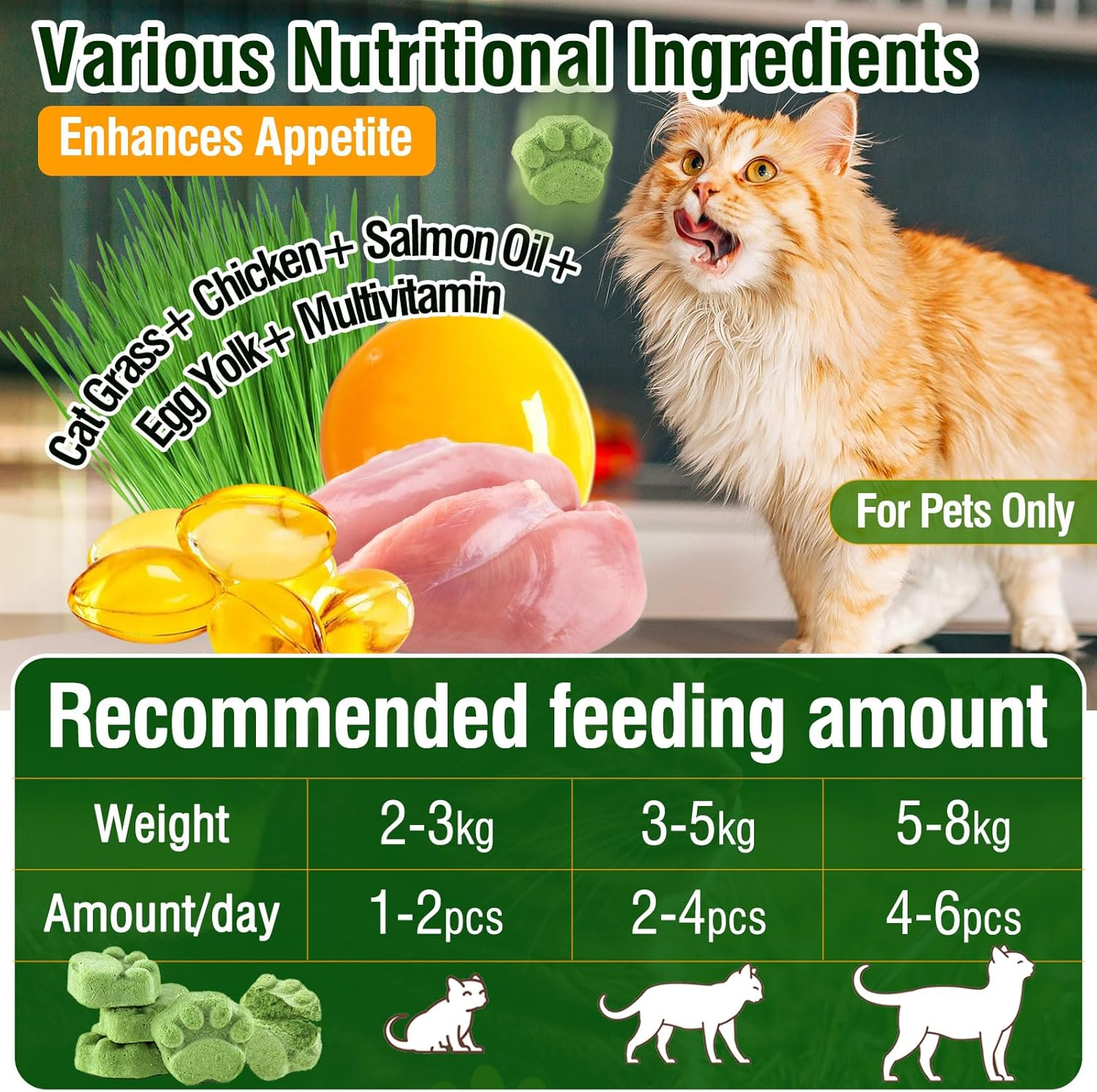 Cat Grass Teething Sticks, 50G Edible Freezed Drying Cat Grass Treats, Cats Snack for Hairball Removal and Dental Care