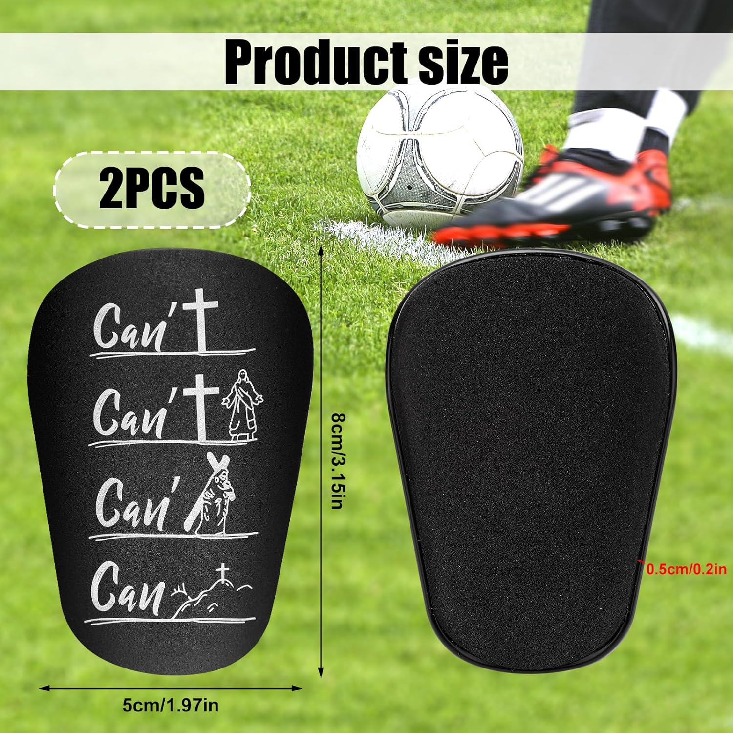 2Pcs Shin Guards, PBT and EVA Material Shin Guards Soccer 8X5Cm/3.15X1.97In Mini Shin Guards Soccer Protective Small Football Shin Guards for Teenagers Adults Sports image number 5