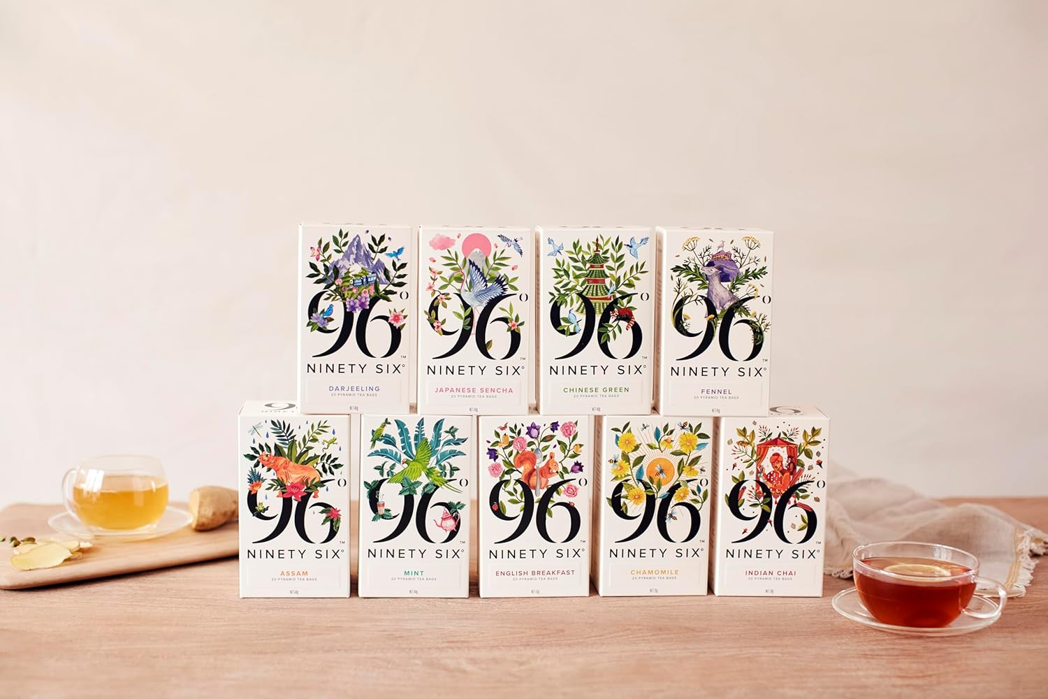 96&deg; Chamomile Tea - 20 Pyramid Tea Bags, Individually Wrapped, Floral, Sweet and Relaxing, Biodegradable Plant-Based Bags image number 2