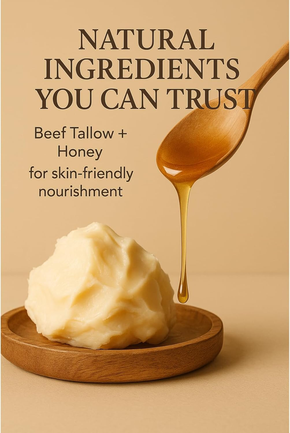 Beef Tallow Honey Balm for Dry Sensitive Skin, Natural Moisturizing Tallow Balm, Deep Nourishing Repair Balm for Face and Body, Soothing Cream for Cracked Hands Elbows Knees, Hydrating Skin (1Pcs) - 1Pcs image number 6