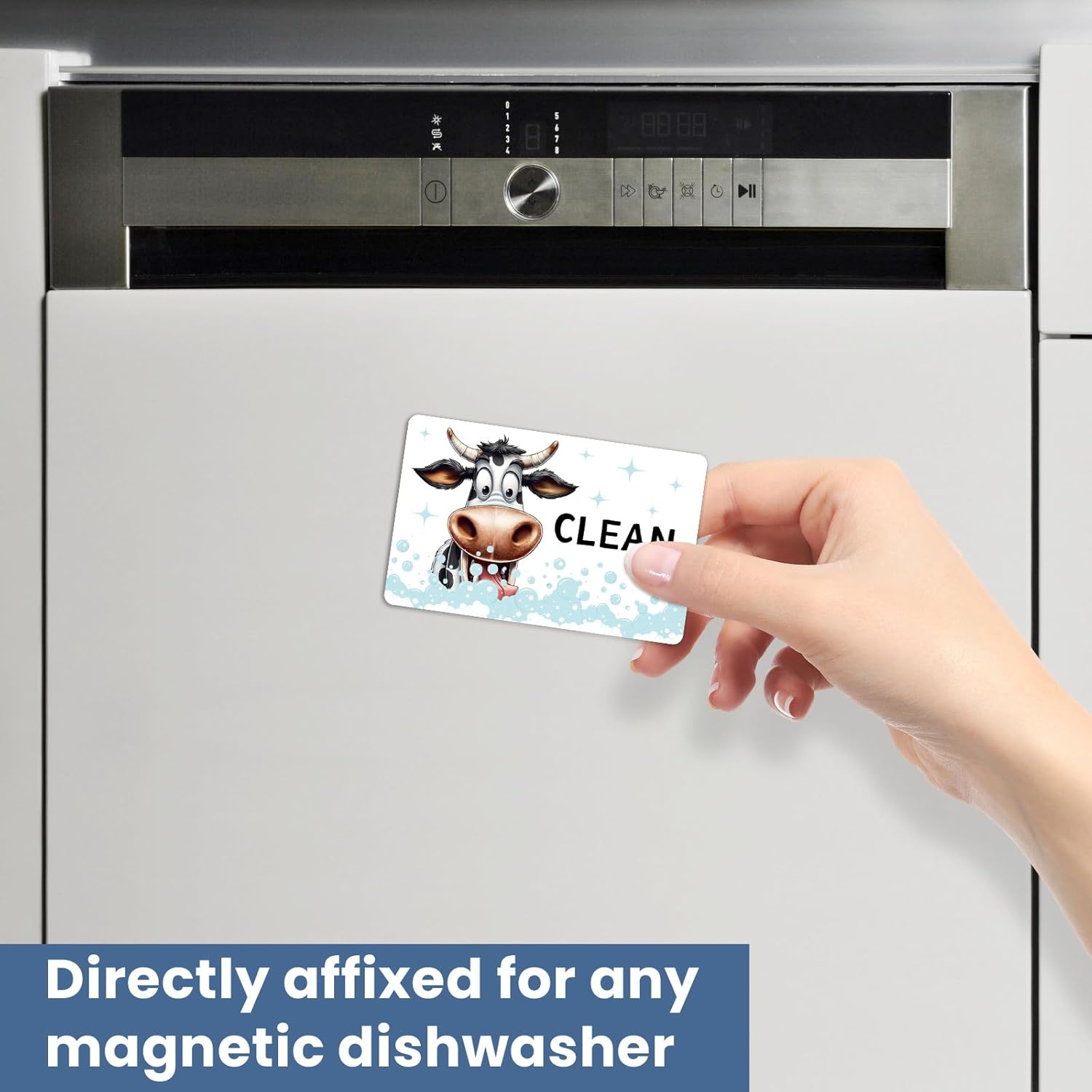 HSSPIRITZ Funny Cow Cute Cartoon Clean Dirty Dishwasher Magnet,Washing Machine Magnet Flip,Cow Kitchen Refrigerator Clean Dirty Sign,Double Sided Strong/Non Scratch(Cow) image number 4