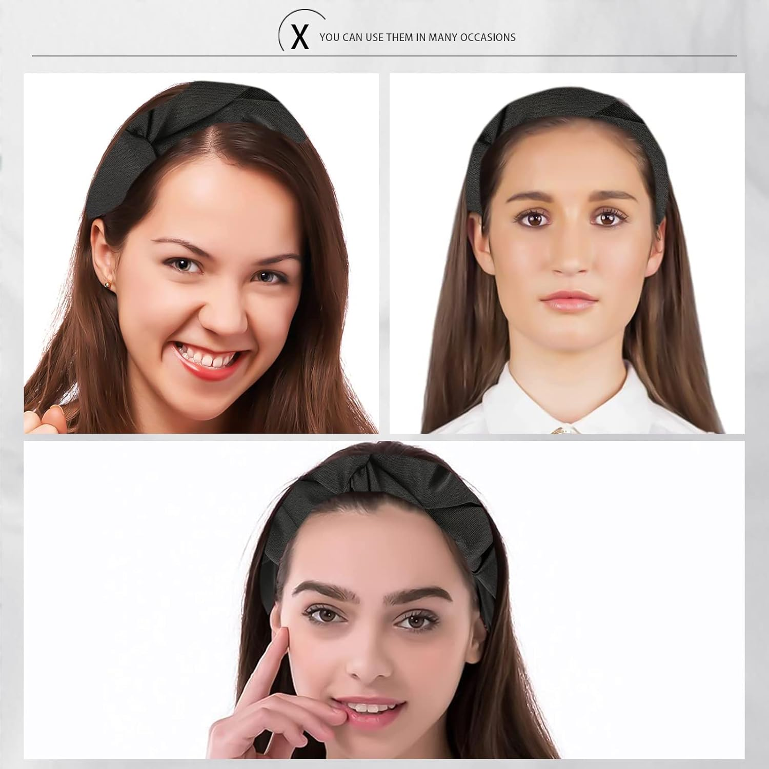 Women'S Headband with Shimmering Braided Surface in Ruffle Look Headband Wide Headband Girls Soft Hair Gentle Comfortable Black - Black image number 5