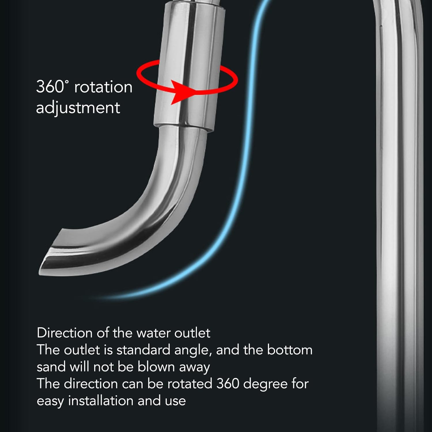 Metal Lily Pipe Surface Skimmer, Steel Stainless Inflow and Outflow Pipe Set Removes Surface Scum Pipe with 2 Acrylic Holders for Aquarium Planted Tank, Easy to Adjust (16Mm/0.63In)