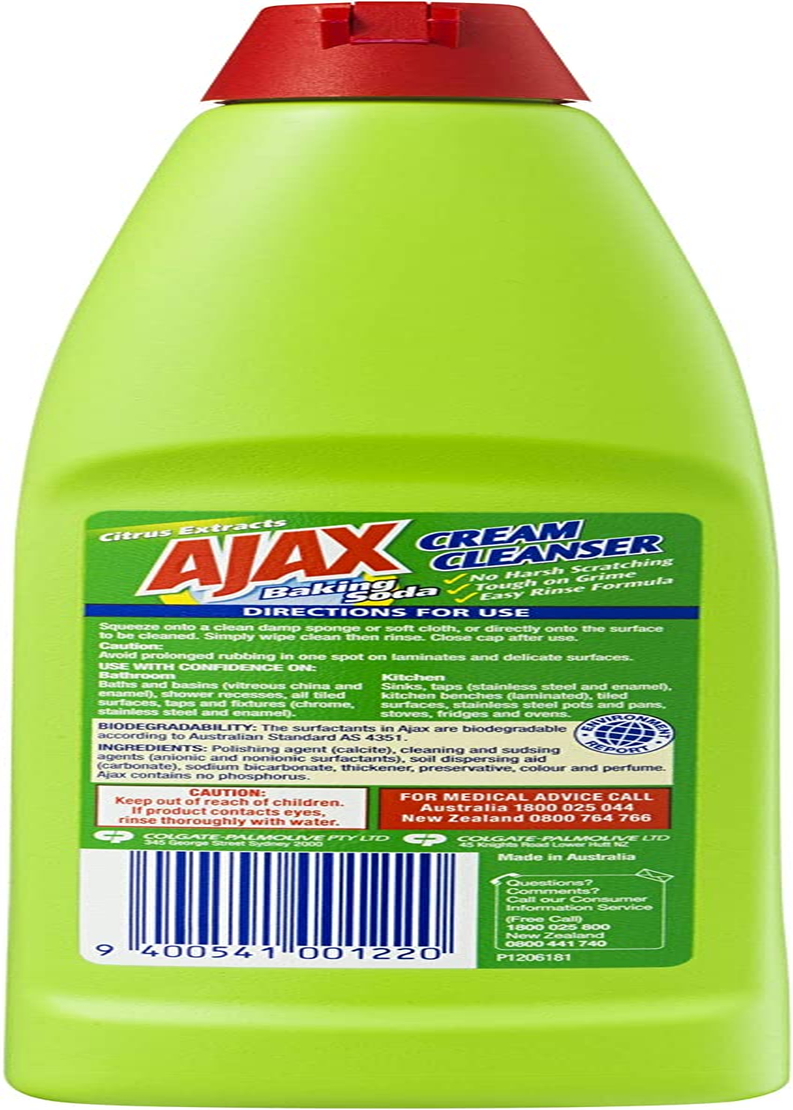 Ajax Cream Cleanser, 375Ml, Baking Soda and Citrus Extracts, Kitchen and Bathroom Cleaner, Tough on Grime (Pack of 2) image number 2