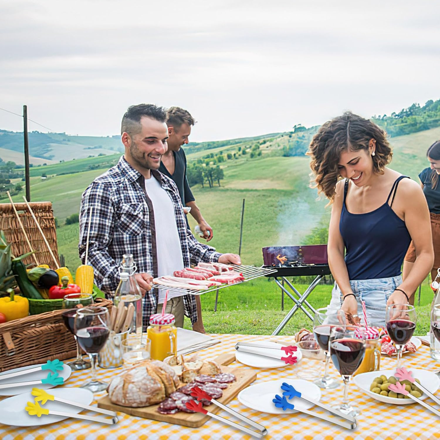 Shindel Small Tongs, 5 Inch Silicone Mini Tongs to Feed Kids, Kitchen Gadgets for Serving Appetizers, Ice Cube, Fruits, Candy, Dessert, Barbecue, Great for Classroom Fine Motor image number 3