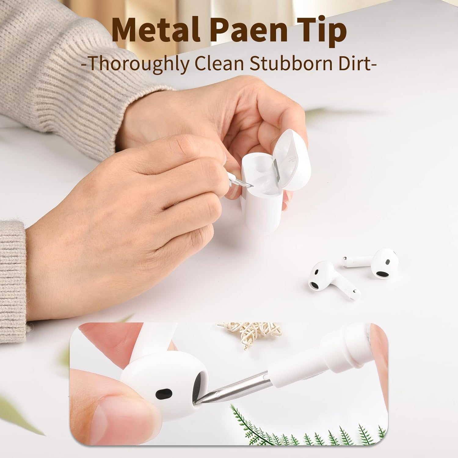 Vancle Cleaner Kit for Airpods 1 2&Samsung Galaxy Buds 3 3 Pro, 3 in 1 Cleaning Pen Soft Brush for Bluetooth Earphones. Laptop, Tablet, Smartphone (White) image number 6