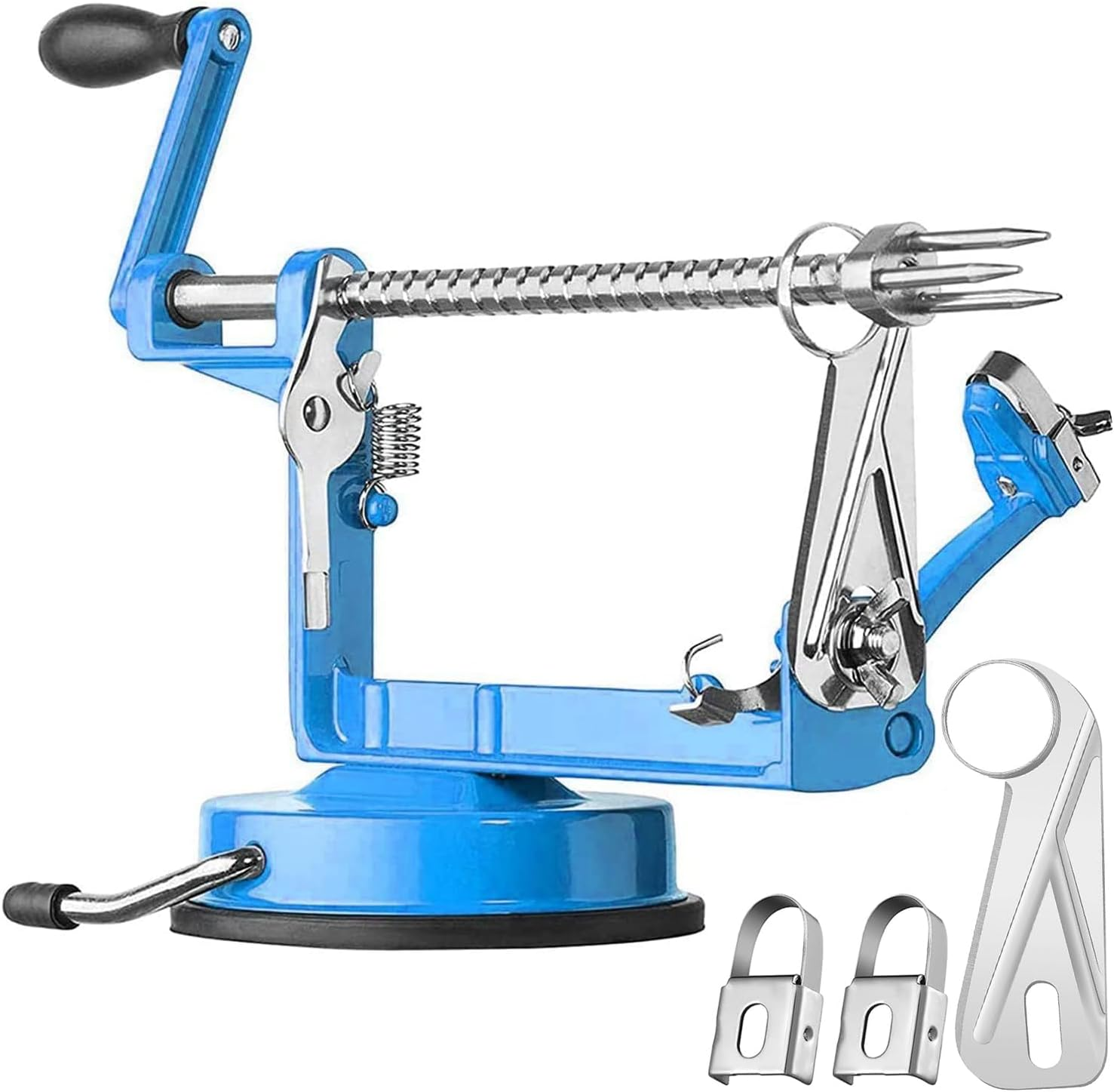 Apple Peeler Slicer Corer with Stainless Steel Blades and Powerful Suction Base for Apples Pears Potatoes(Red)