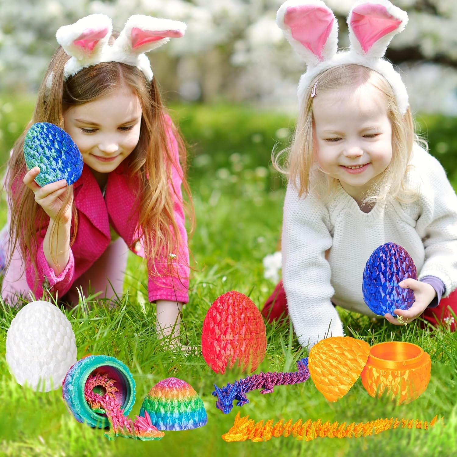 6 PCS Dragon Egg, 3D Printed Dragon Eggs with Dragon inside Surprise Mystery Easter Egg Fidget Toy, Articulated Crystal Toys for Kid Desk Decor (6PCS) image number 2