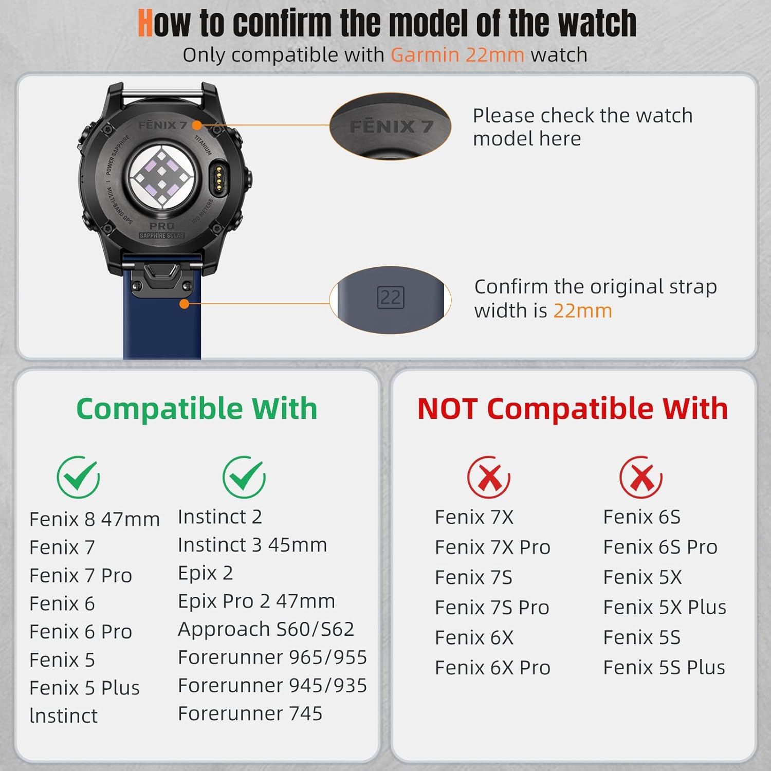 Ouwegaga 22Mm Watch Band Compatible with Garmin Fenix 8 47Mm/Fenix 7/7 Pro/Fenix 6/6 Pro/Fenix 5/5 Plus/Fenix E 47Mm, Soft Sport Silicone Quickfit Strap for Forerunner 935/945/955/965/Instinct 2 1 - Orange image number 7