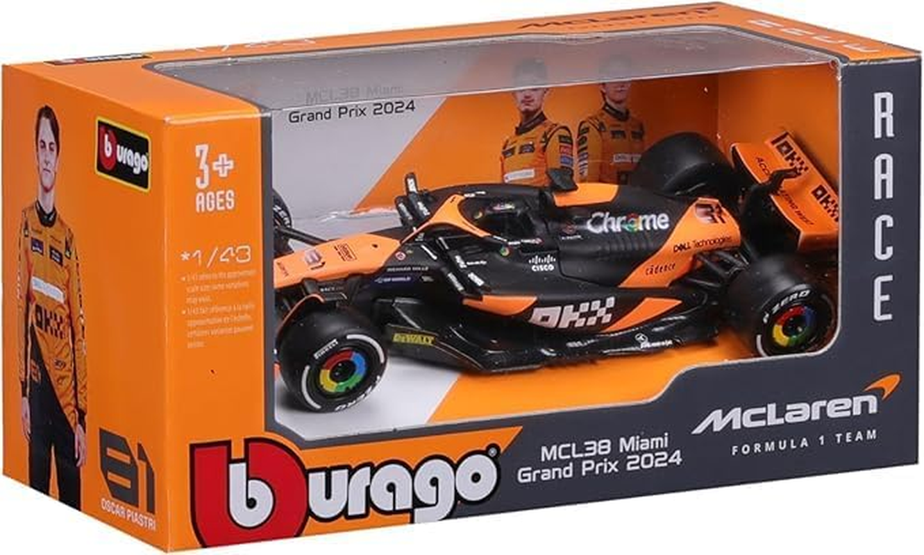 BBURAGO - Mclaren F1 MCL 38 2024#81 (Plates) -1:43, Colour Orange, 4893993017874