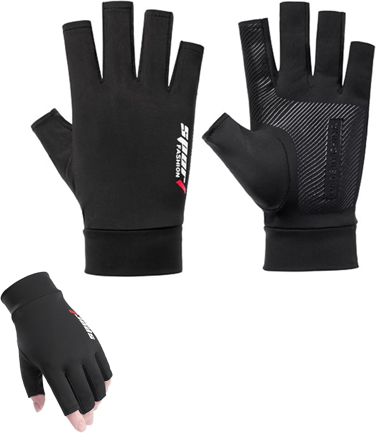 CUBETA Fingerless Anti-Slip Men'S Gloves, Sun Protection Gloves for Outdoor, Driving, Traveling, Fishing image number 4