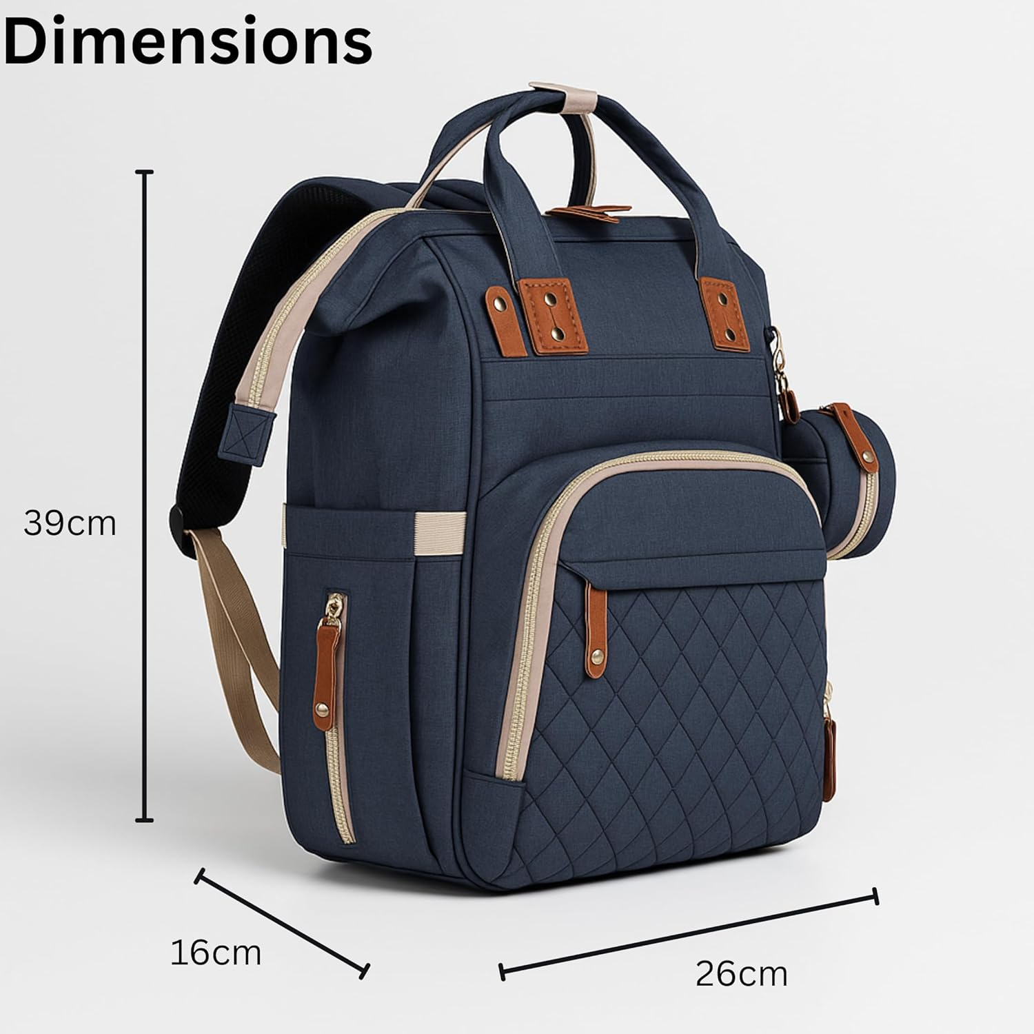 AMHUB Nappy Changing Bag | Waterproof, Multi-Functional Diaper Bag with USB Charging Port, Includes Insulated Pockets, Large Capacity, Travel Diaper Bag Backpack | Newborn Baby Essential. image number 3