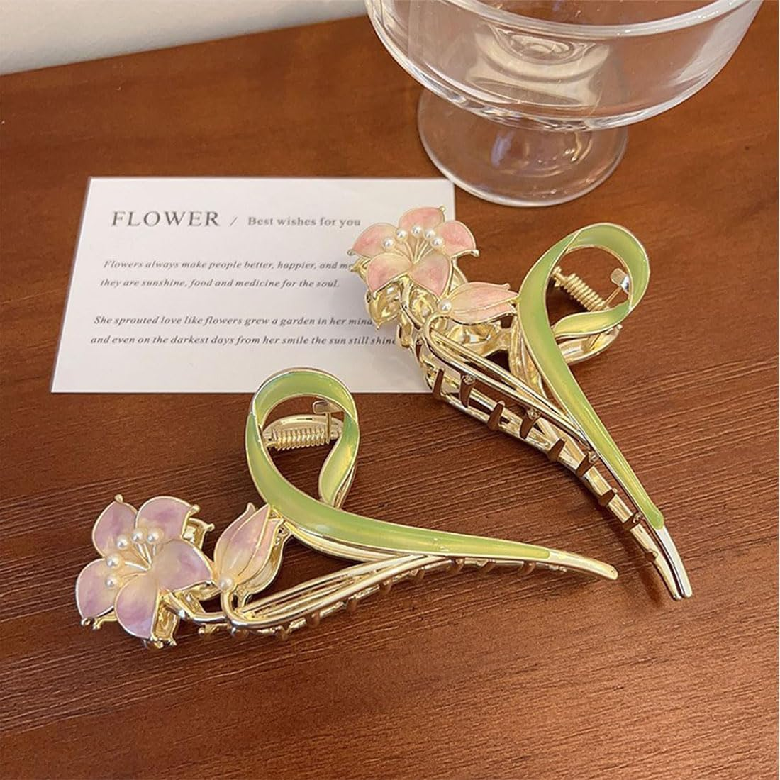 6Pcs Flower Metal Hair Claw Clips, Large Tulip Non-Slip Barrettes Strong Hold Hair Clamps Flower Claw Clips for Thick Hair, Elegant Flower Hair Clips Cute Hair Accessories for Women Girls image number 2