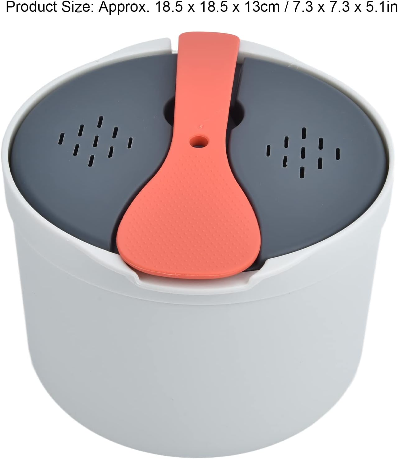 Microwave Rice Cooker, 2L Rice Cooker Set with Rice Spoon Rice Spoon Strainer and Steaming Pot Easy Cooking or Reheating Set (Orange) image number 6