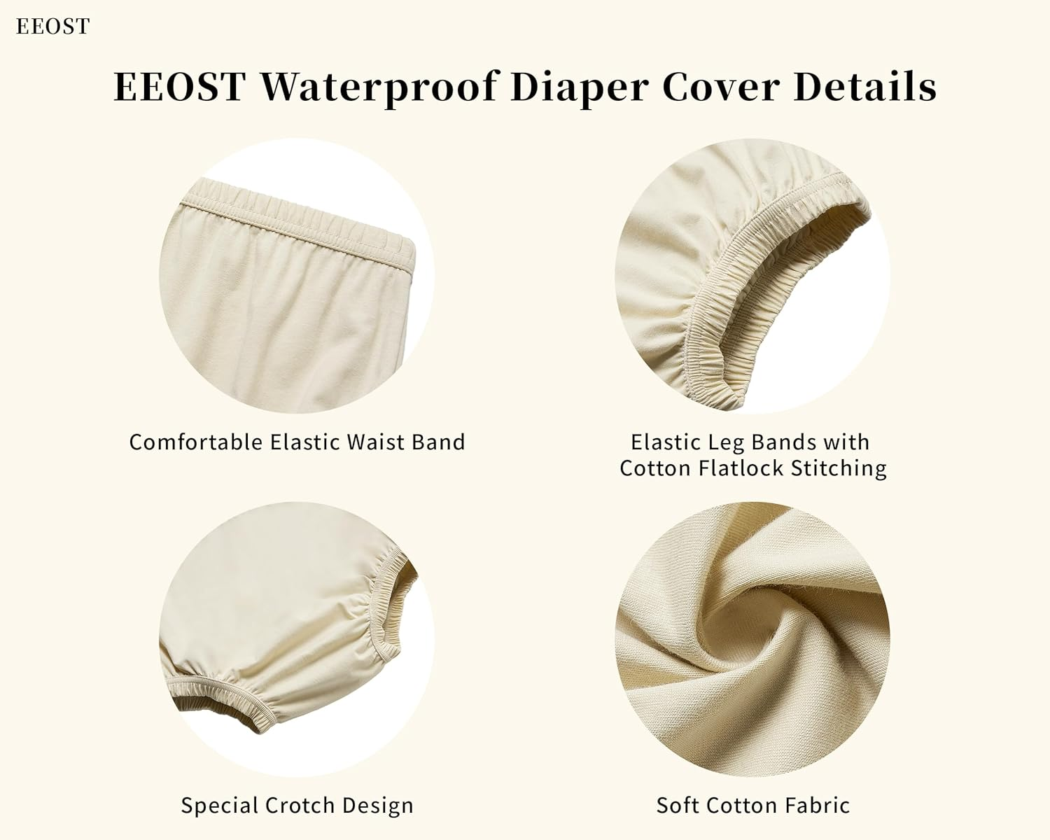 Adult Diaper Cover Silent Waterproof Plastic Rubber Pants for Incontinence Leak Protection with Light Absorbent Layer (Beige, Xxx-Large) image number 3