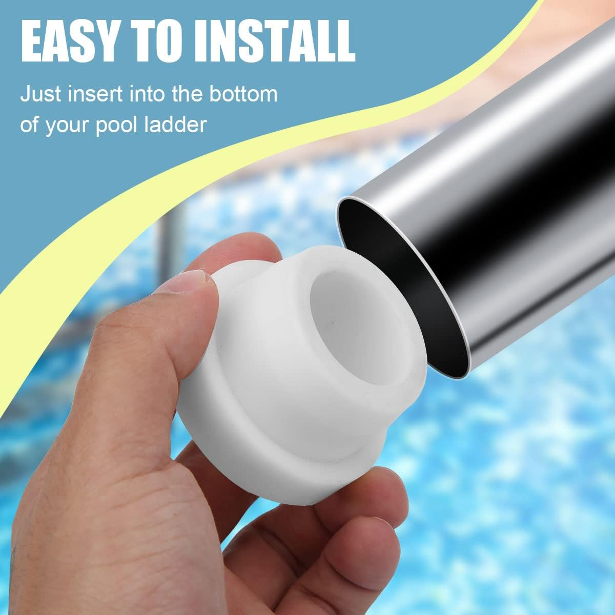 2Pcs Pool Ladder Bumpers, Rubber Pool Ladder Caps Pool Ladder Bumpers for Inground Pool Fit 1.9 Inch Standard Swimming Pool Ladder Tubing (White) image number 5