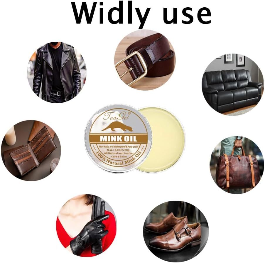 Tooget 8.8 OZ Mink Oil for Leather Boots, Cleaner and Conditioner with Small Rag for Care Soften Kit, Restorer, Purse, Belt, Shoe, Couch image number 6