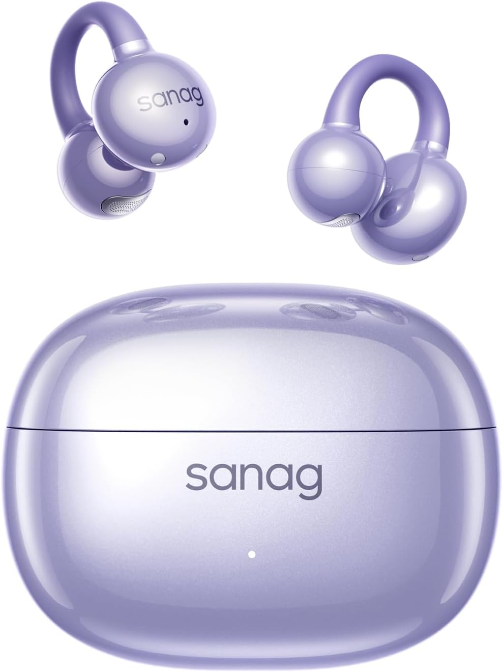 Sanag Z60S Open Ear Free Clip on Headphones, True Wireless Bluetooth Earbuds, IPX4 Waterproof OWS Earphones, Noise Cancelling Calls, 50H Playtime for Workout Sport Running (Green)