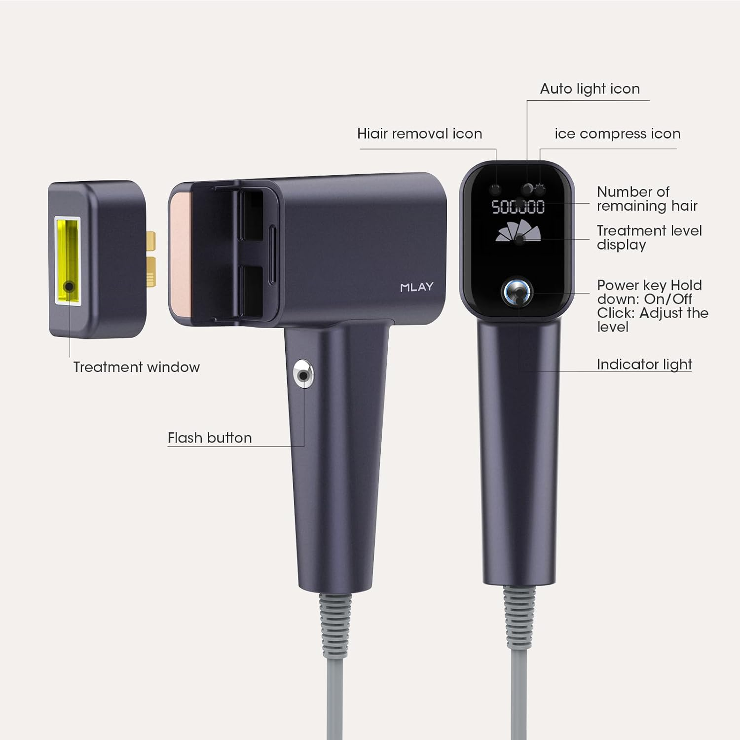 Laser Hair Removal, 0.5S/Flash, IPL Laser Hair Removal for Women/Men, 20J High Energy IPL Hair Removal Device with Ice-Cooling System, 5 Energy Levels, Hair Remover Device (Purple) image number 1