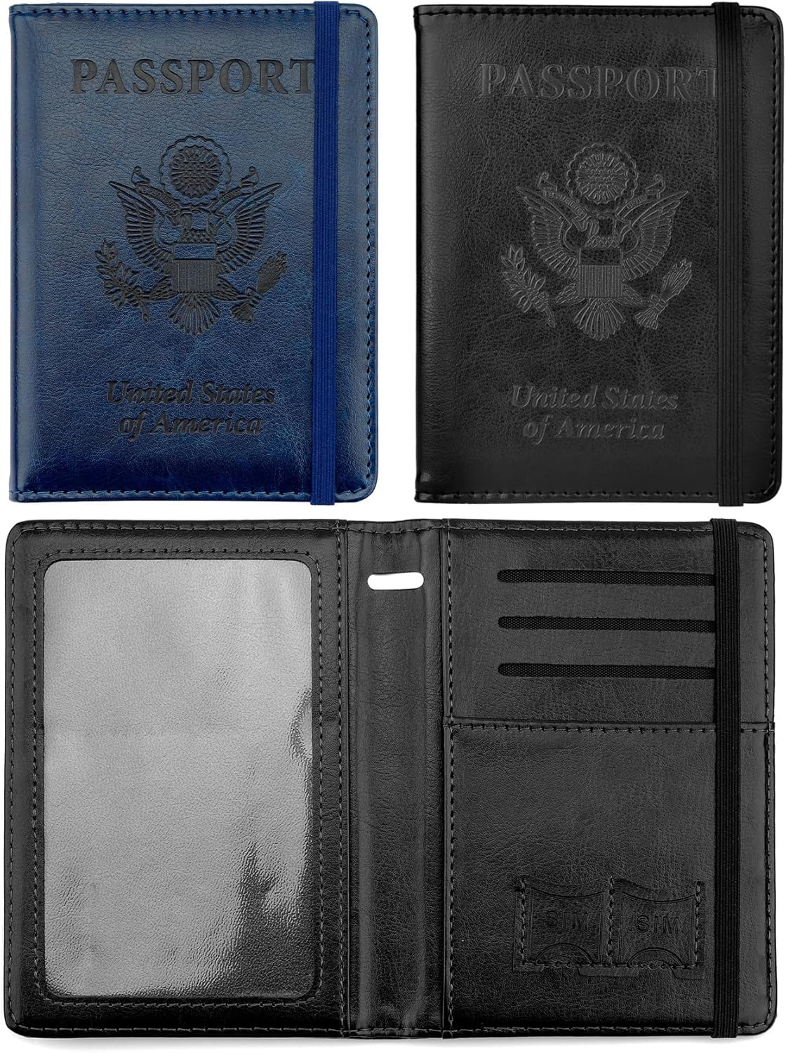 Passport Holder and Vaccine Card Holder, Passport Wallet Passport Cover with RFID Blocking, Lake Blue, Compact