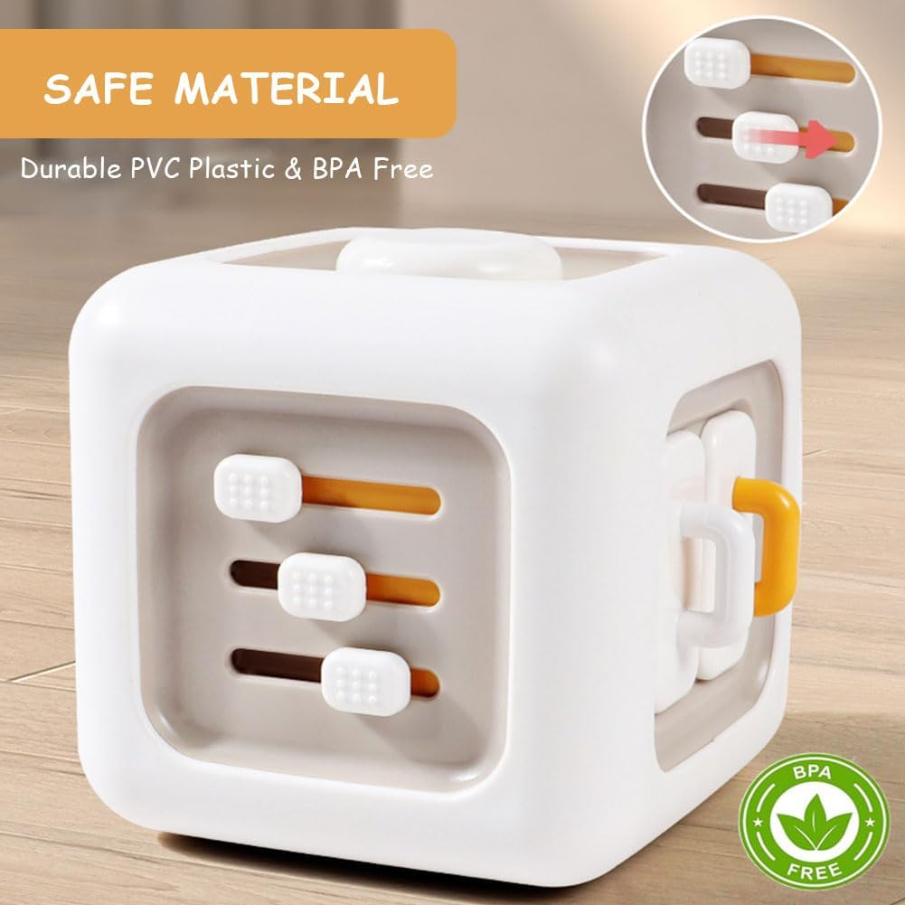 OLIGEI Busy Activity Cube Montessori Toys for 1 Year Old Boy, Baby Sensory Toys for Ages 1-3, Learning Fine Motor Skills| Car Travel Toy 1St Birthday Boy Girl 12 Months + image number 5