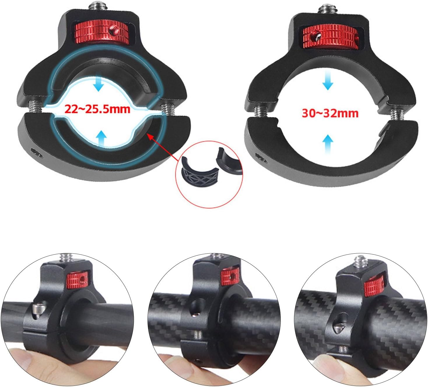 Aiyraa Bicycle Mount Camera Mount 360&deg; Rotatable Clamp for Handlebars, Action Camera Mount for Bicycle and Motorcycle, 1/4 Mount for Gopro and Other Action Cameras