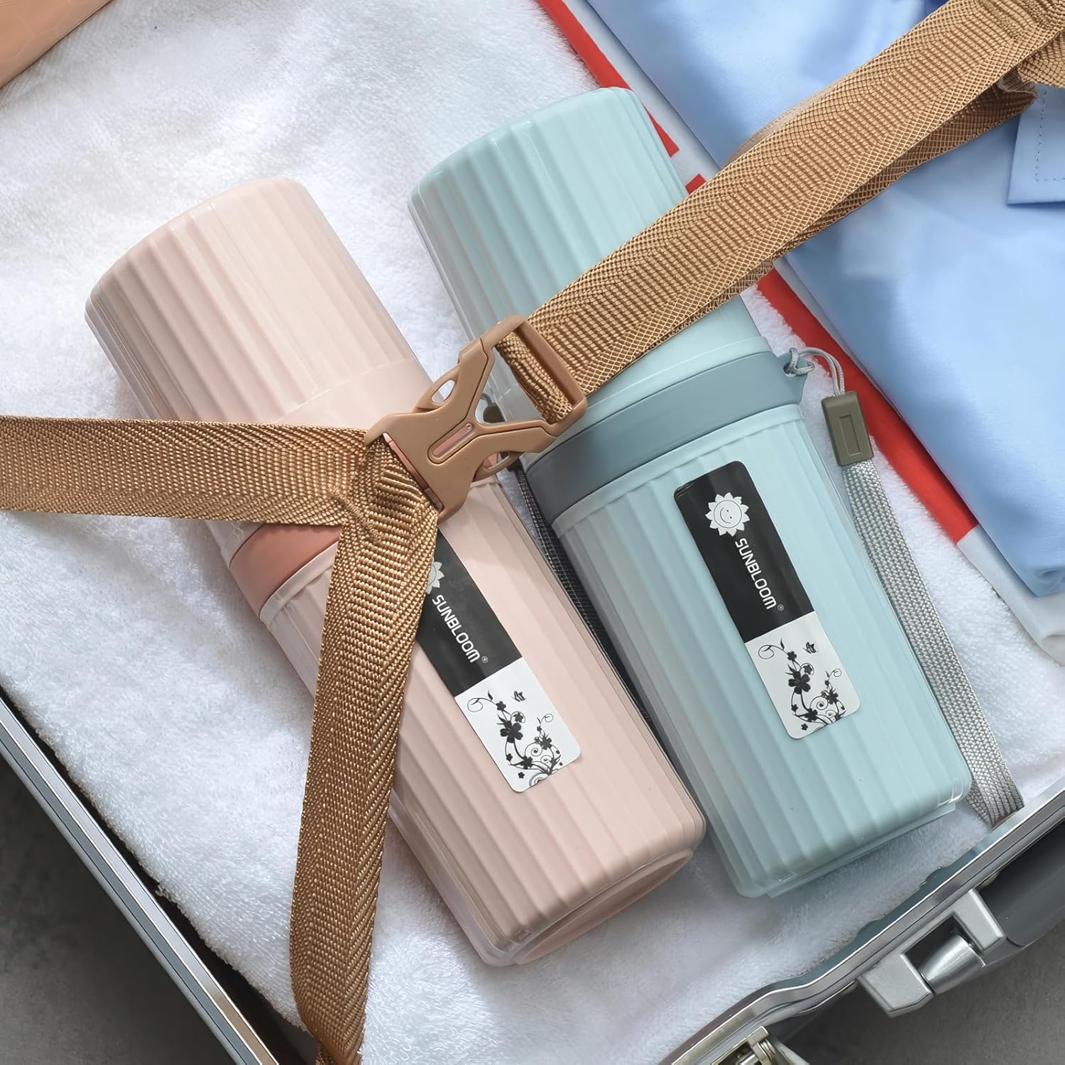 2 Pcs Travel Toothbrush Case, Waterproof Travel Toothbrush Holder, Portable Toothbrush Cup, Dustproof Toothbrush Storage Case, Ideal for Business Trip, Home, School, Camping, Grey + Blue image number 4