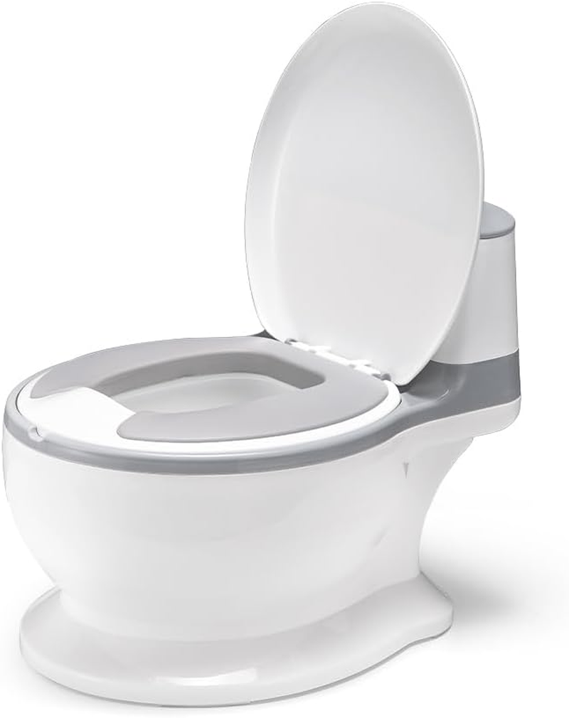 Playpals Realistic Potty Training Toilet for Toddlers & Babies with Soft Seat, Removable Potty Pot, Toilet Tissue Dispenser & Splash Guard - Easy to Empty and Clean, Grey image number 3