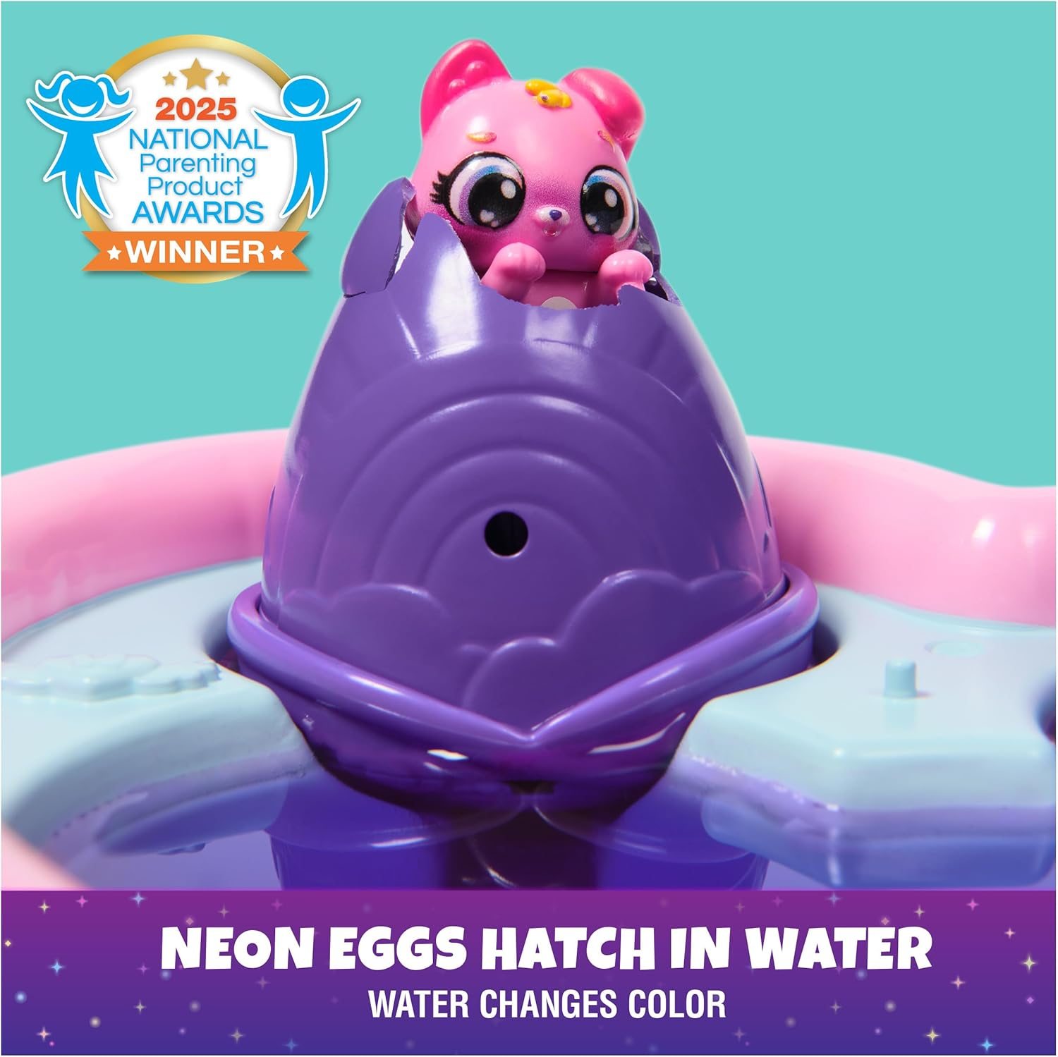 Hatchimals Alive, Neon Rainbow Bestie Pool Party Toy with 2 BFF Mini Figures in Colour Reveal Eggs and 14 Accessories, Kids&rsquo; Toys for Girls and Boys Aged 3 and Up image number 6