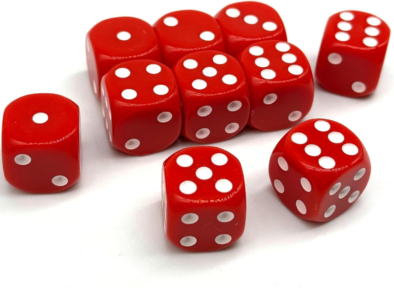 10PCS Acrylic Dices 6 Sided Dice Set for Bar Games Standard Dices for Party Math Learning Glow Playing Dice (Red) image number 1