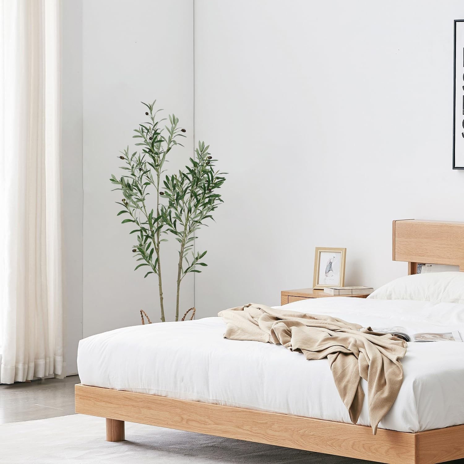 Artigreen 150 Cm Artificial Olive Tree,Double Stemmed Faux Olive Tree Fake Tall Olive with Lifelike Trunks and Fruits for Living Room Bedroom Bathroom Shop Office Room Decor Indoor and Outdoor image number 2