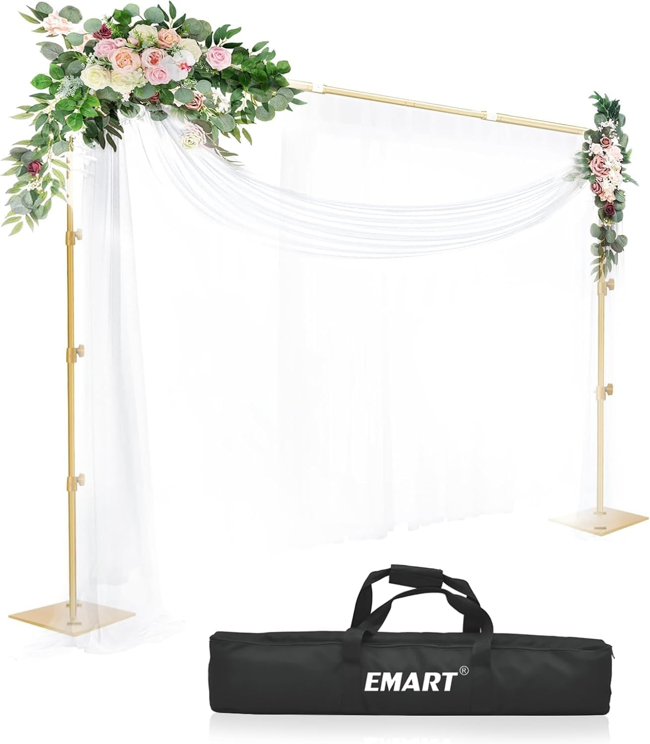 EMART Heavy Duty Background Stand, 10X10Ft/3X3M Adjustable Backdrop Support System Kit with Steel Base for Photography, Photo Video Studio, Birthday Parties Wedding Decoration -Black