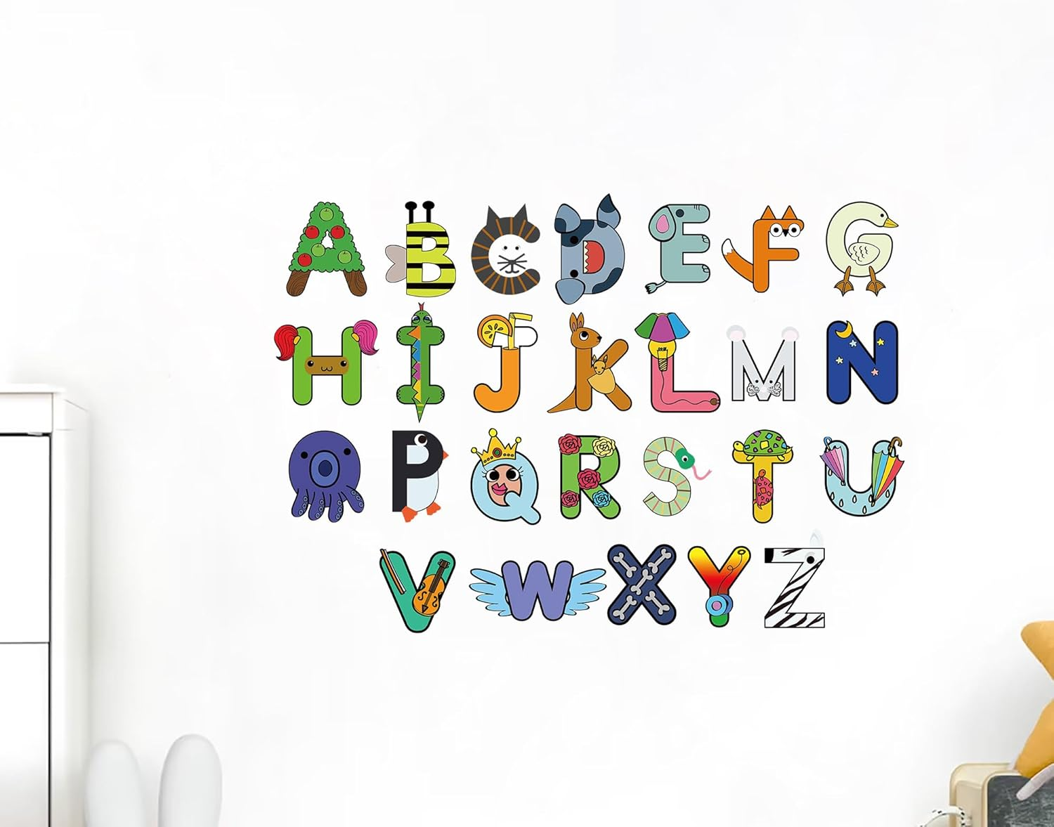 Transport Alphabet Wall Decals for Kids &ndash; a to Z Vehicles Theme Stickers &ndash; Removable Reusable Fabric Decals for Nursery, Playroom, Classroom &ndash; 6 Sheets, 121 Stickers
