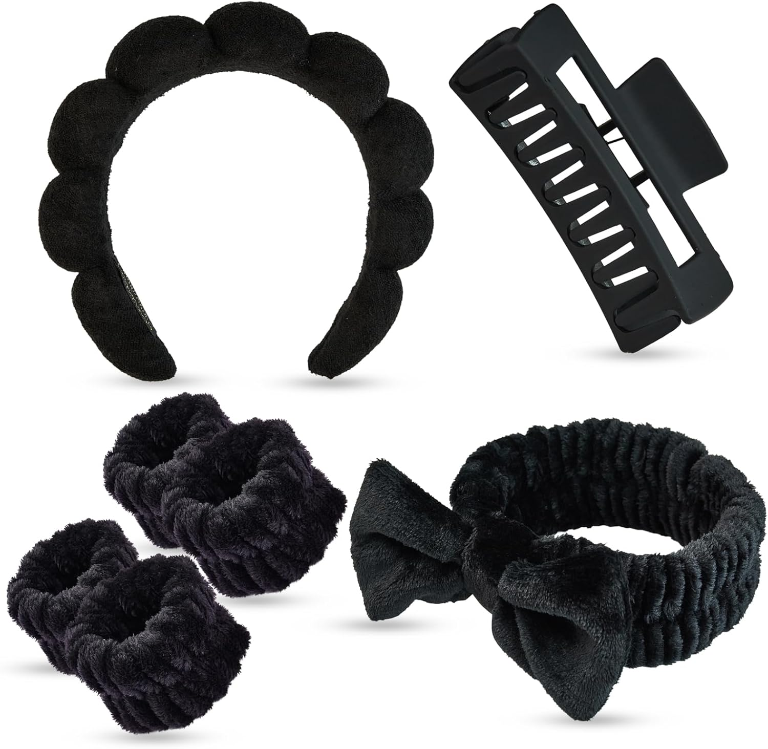 Yaqulen 7-Piece Spa Set, Facial Headband, Spa Headband and Wristband Set, Skincare Headband, College Style Girl Gift, Hair Accessories for Women and Girls(Khaki)