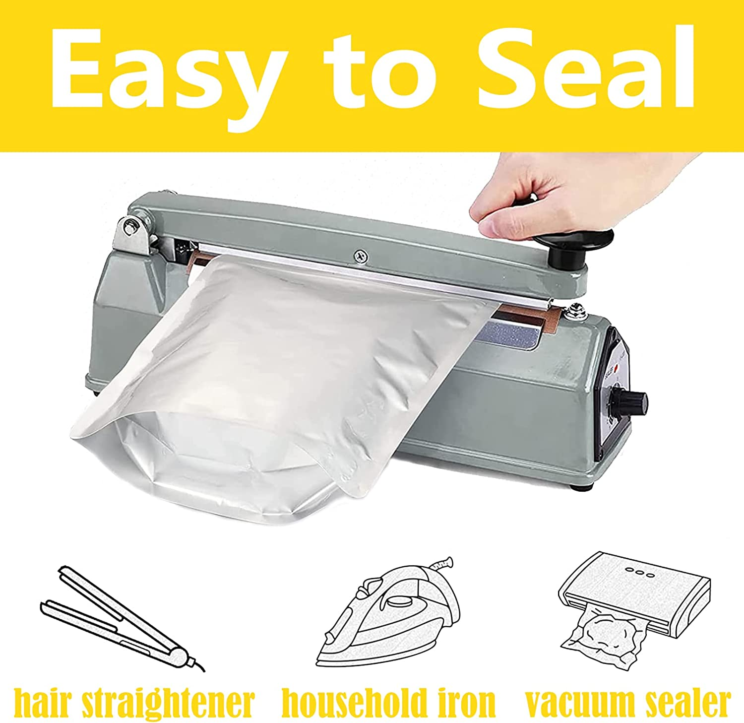 Durimoiy 50Pcs 1 Gallon Mylar Bags for Food Storage - (9.5 Mil, 10"X14") Stand-Up Zipper Pouches Resealable Bags & Heat Sealable Food Grade Storage Bags for Packging Products image number 1