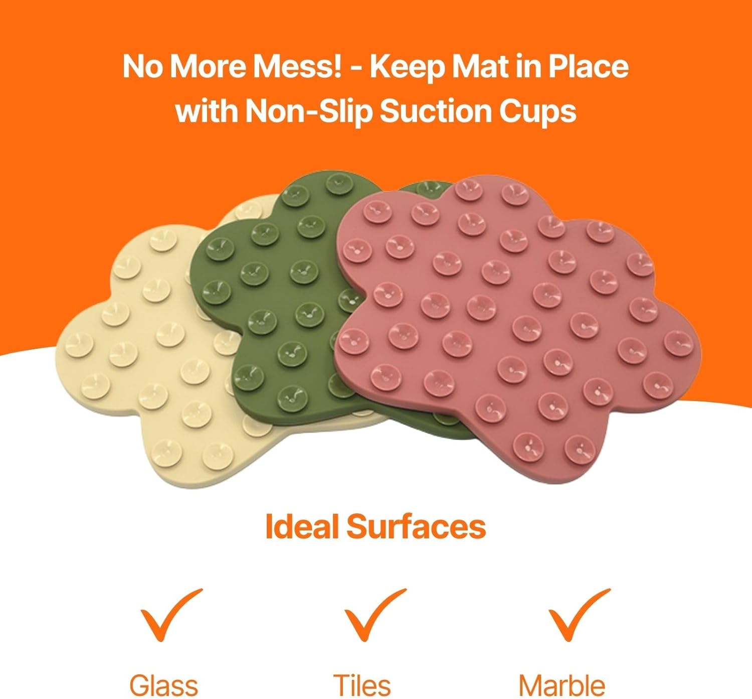 Lick Mat for Dogs & Cats 3 Pack, DOOGUES Slow Feeder Mat for Anxiety Relief, Non-Slip Suction Cups, Spread with Peanut Butter, Yoghurt or Treats, Suitable for Small and Medium Pets (Pink Green Beige) - Pink + Green + Beige image number 2