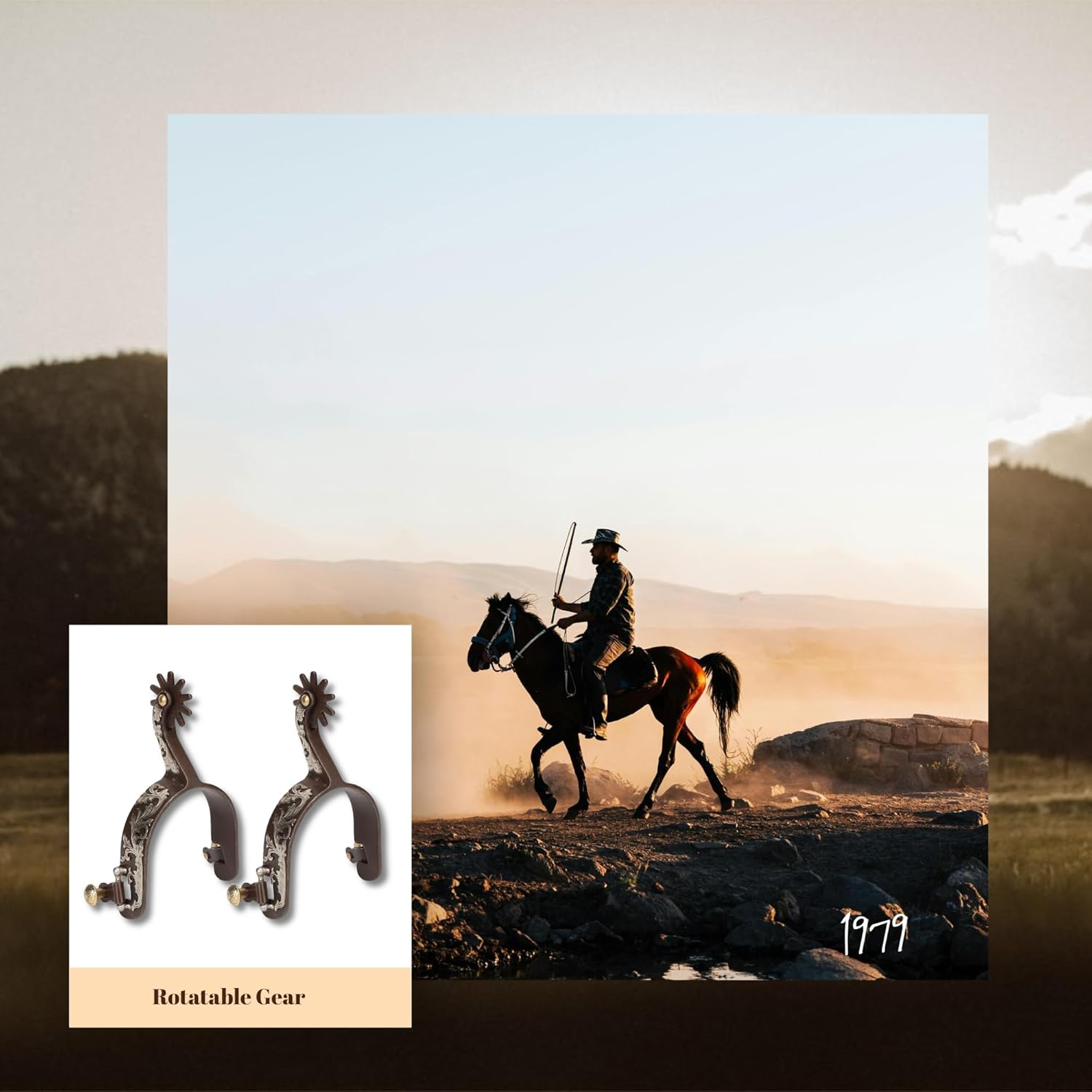 Gugxiom 2Pcs Western Spurs, Retro Bronze Low Carbon Steel Horse Spurs, Vintage Carved Spurs, with Turnable Gear image number 3