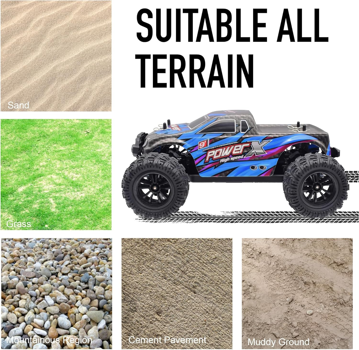 RC Cars 1:18 Scale Remote Control Car, 4WD High Speed 40+ Km/H off Road RC Monster Vehicle Truck, All Terrains Electric Toy Trucks with Two Rechargeable Batteries for Boys Kids and Adults&hellip;&hellip; image number 4
