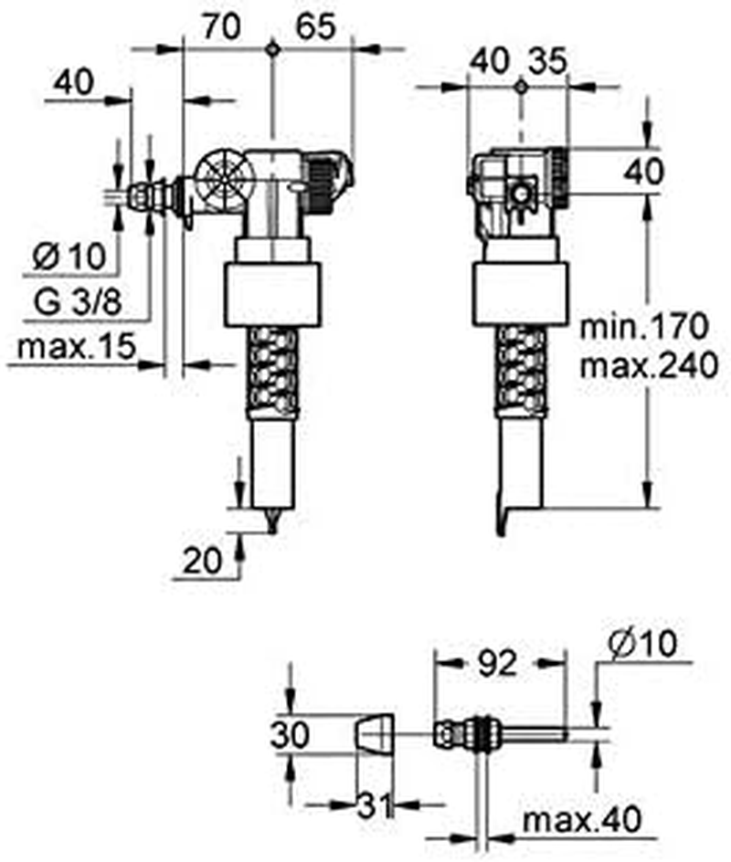 Grohe Filling Valve, Universal Application, 37092000, Silver, 3/8 Inch image number 1