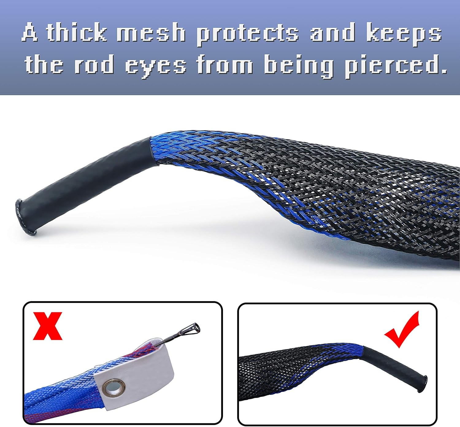 Beetwo Fishing Rod Cover, 4 Pack Rod Sleeve Sock Pole Glove Protector with Lanyard for Fly, Spinning, Casting, Sea Fishing