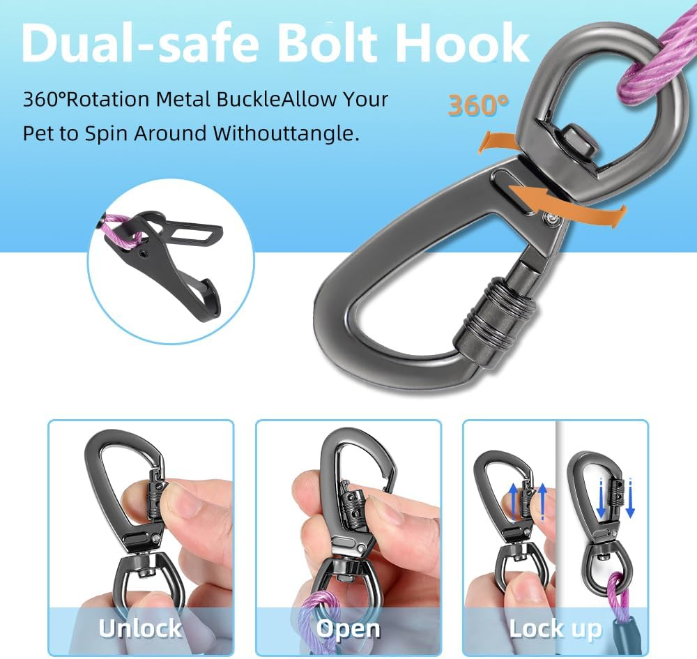 Miaochuai 3-In-1 Dog Car Seat Belt Harness | Chew-Proof Steel Cable Leash with Heavy-Duty Buckle & Clip | Car Safety Restraint for Small, Medium, Large Dogs (Black, 16 Inch/40 CM) image number 2