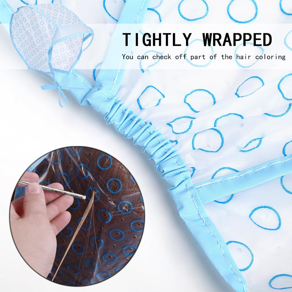 TRKETK Set of 14 Highlight Caps, Hair Dye Accessories Set, Adjustable Highlight Hair Cap, Highlight Cap, Hair Dye Caps with Colouring Brush for Crocheting, Hair Dyeing Accessories for Home, Salon,