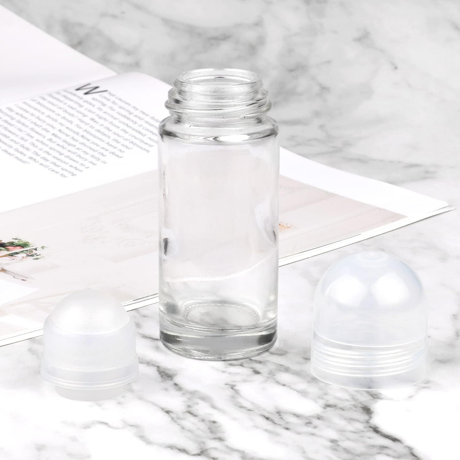 Wresty 4 Pcs 50Ml/1.7Oz Roll-On Deodorant Bottles Perfume Essential Oil Roller Bottles DIY Travel Deodorant Container with Plastic Roller Ball&Clear Cap image number 2