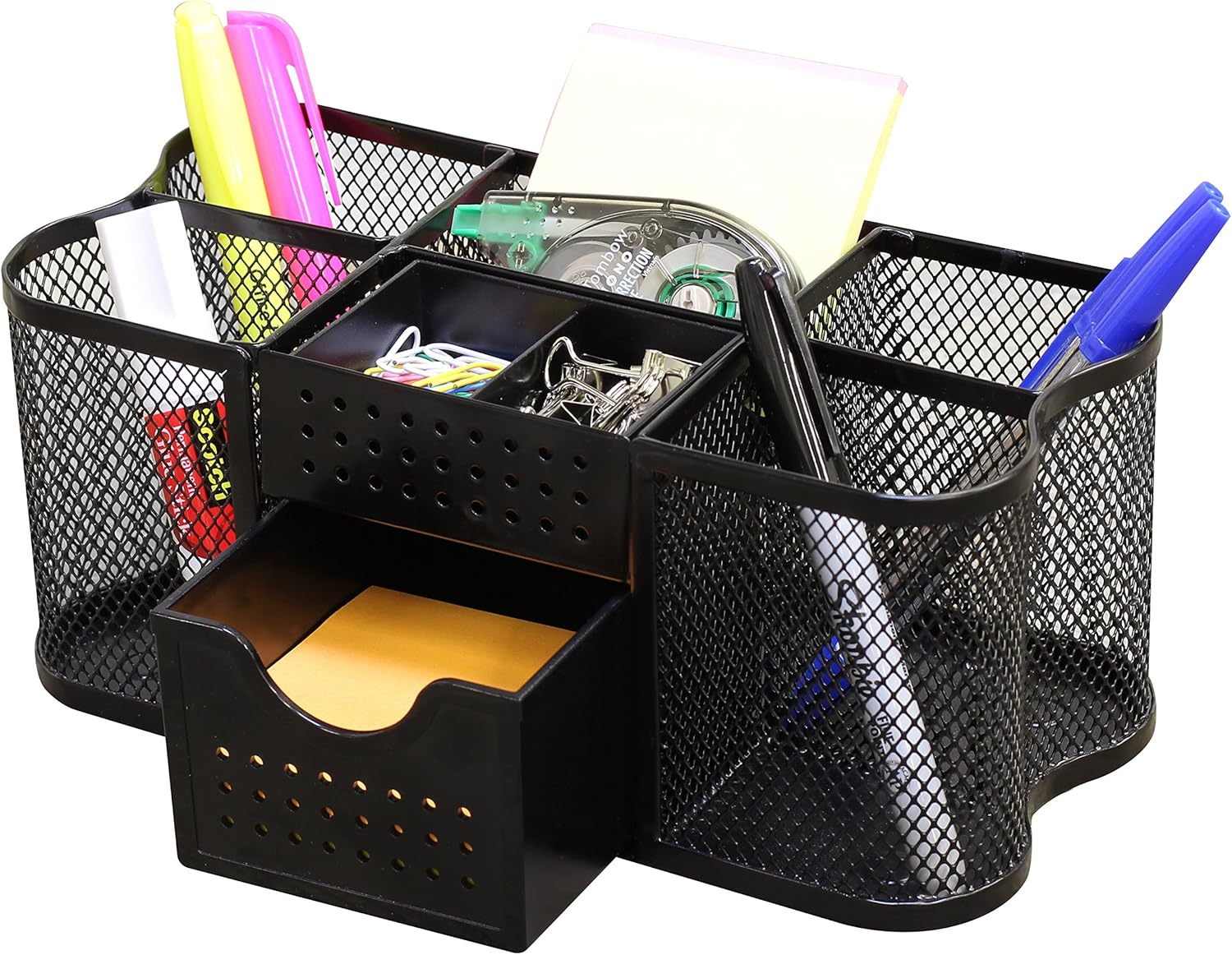 Deco Brothers Mesh Desk Organiser Pen Holder Office Caddy Storage, Black