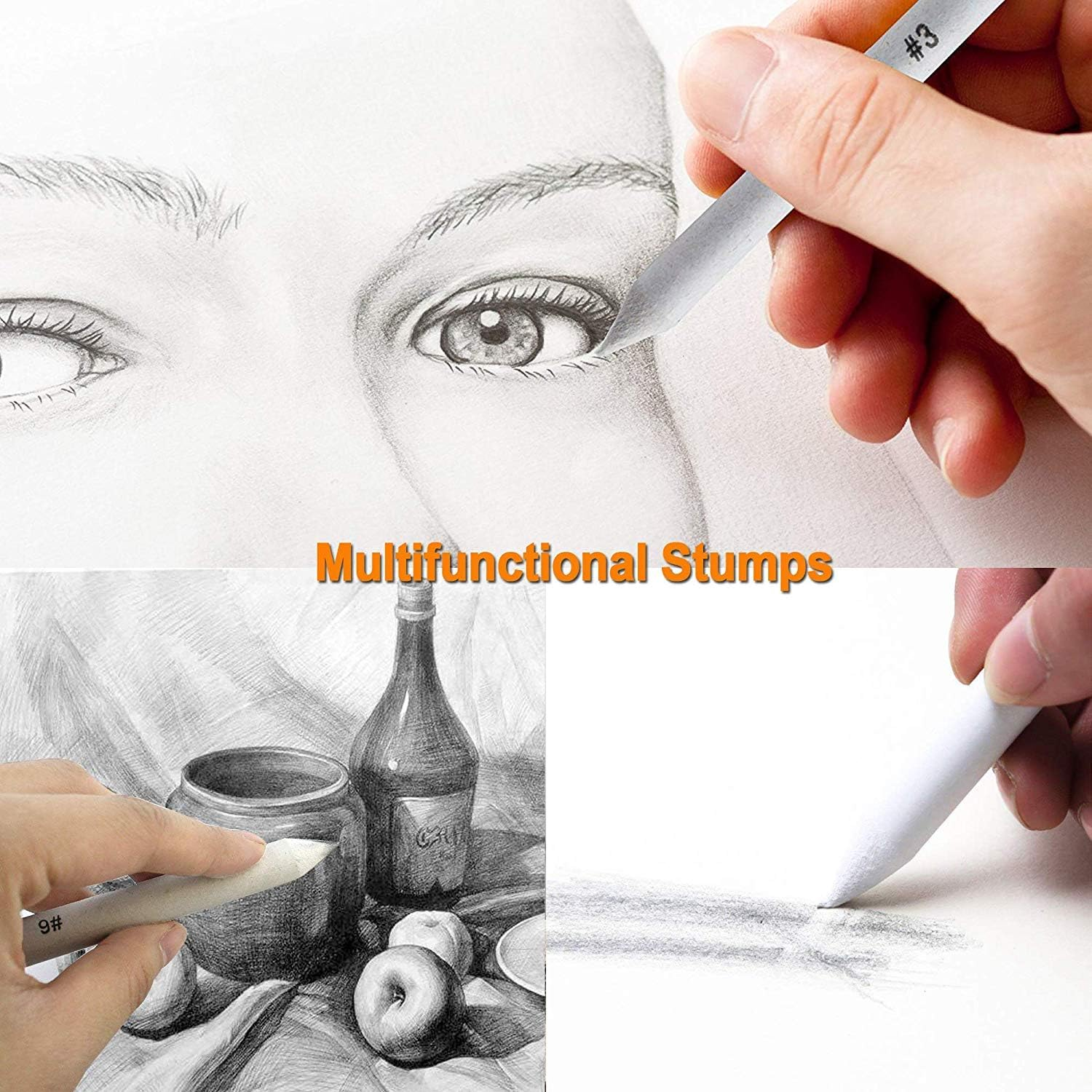 Cettkowns 36 Pieces Artist Blending Stump and Tortillion Art Blenders for Student Sketch Drawing