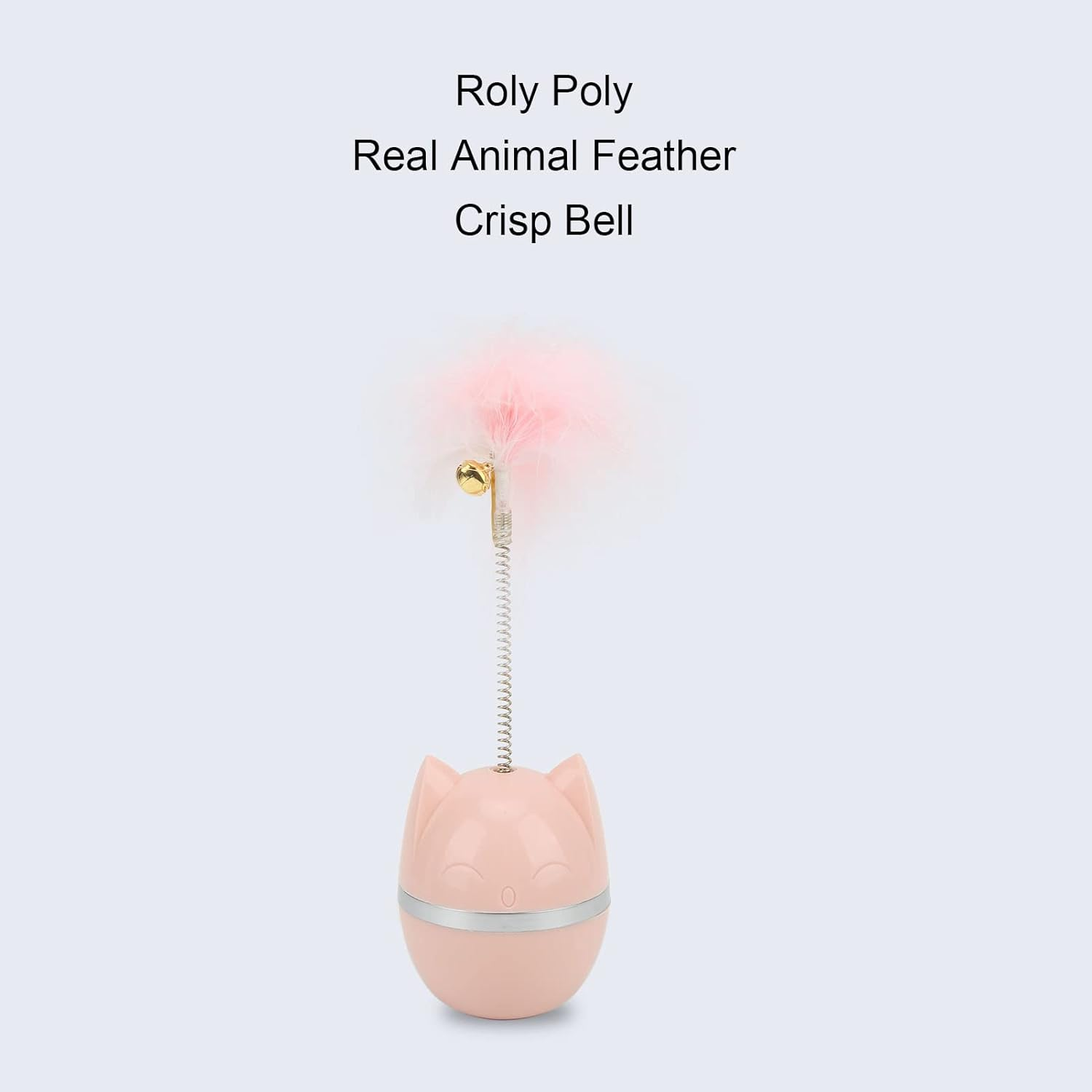 Cat Feather Toy, Cat Teaser Interactive Cat Toy with Bell, Cat Springs Ribbon Toys Ring Bell Feather Pet Toy to Stimulate Instinct for Indoor Cats Kitten (Pink) image number 3