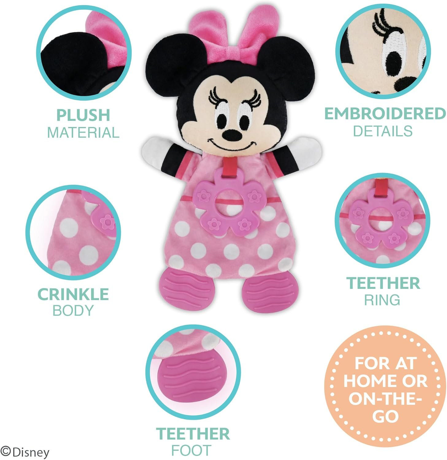 Disney Baby Minnie Mouse Teether Blanket, 28 Cm