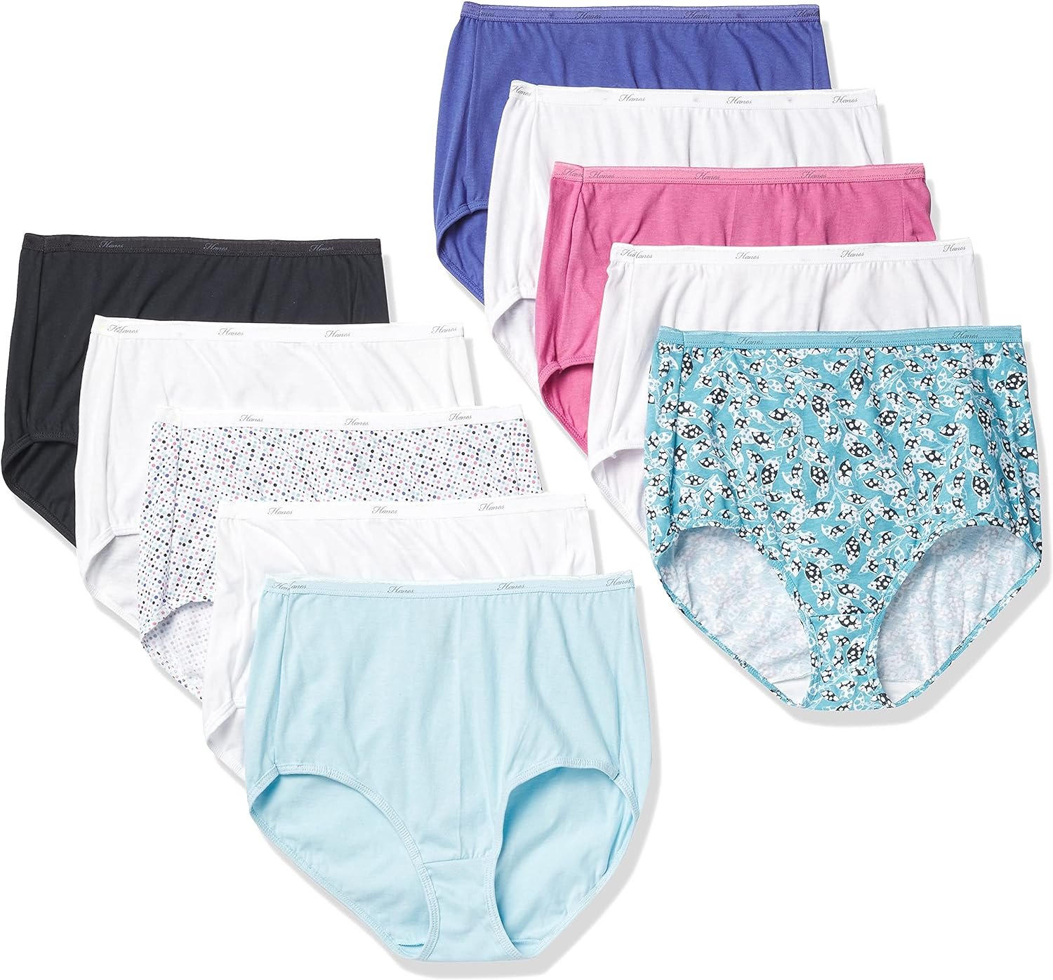 Hanes Women'S Brief Panties Pack, Moisture-Wicking Cotton Brief Underwear (Colors May Vary)